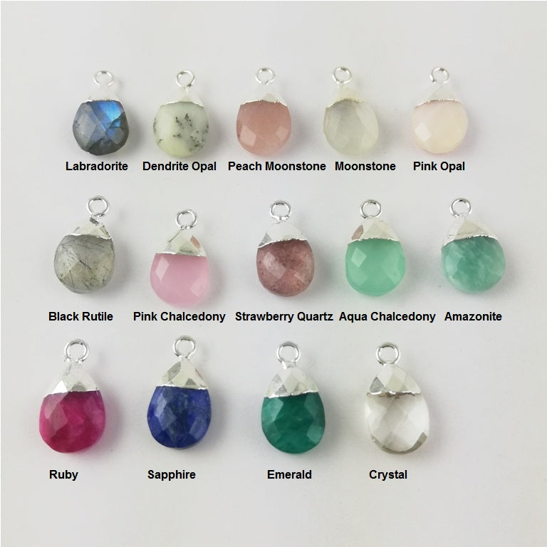 Faceted Pear Gemstone Pendant with Silver Cap – Perfect for DIY Jewelry Making, Necklaces, and Bracelets