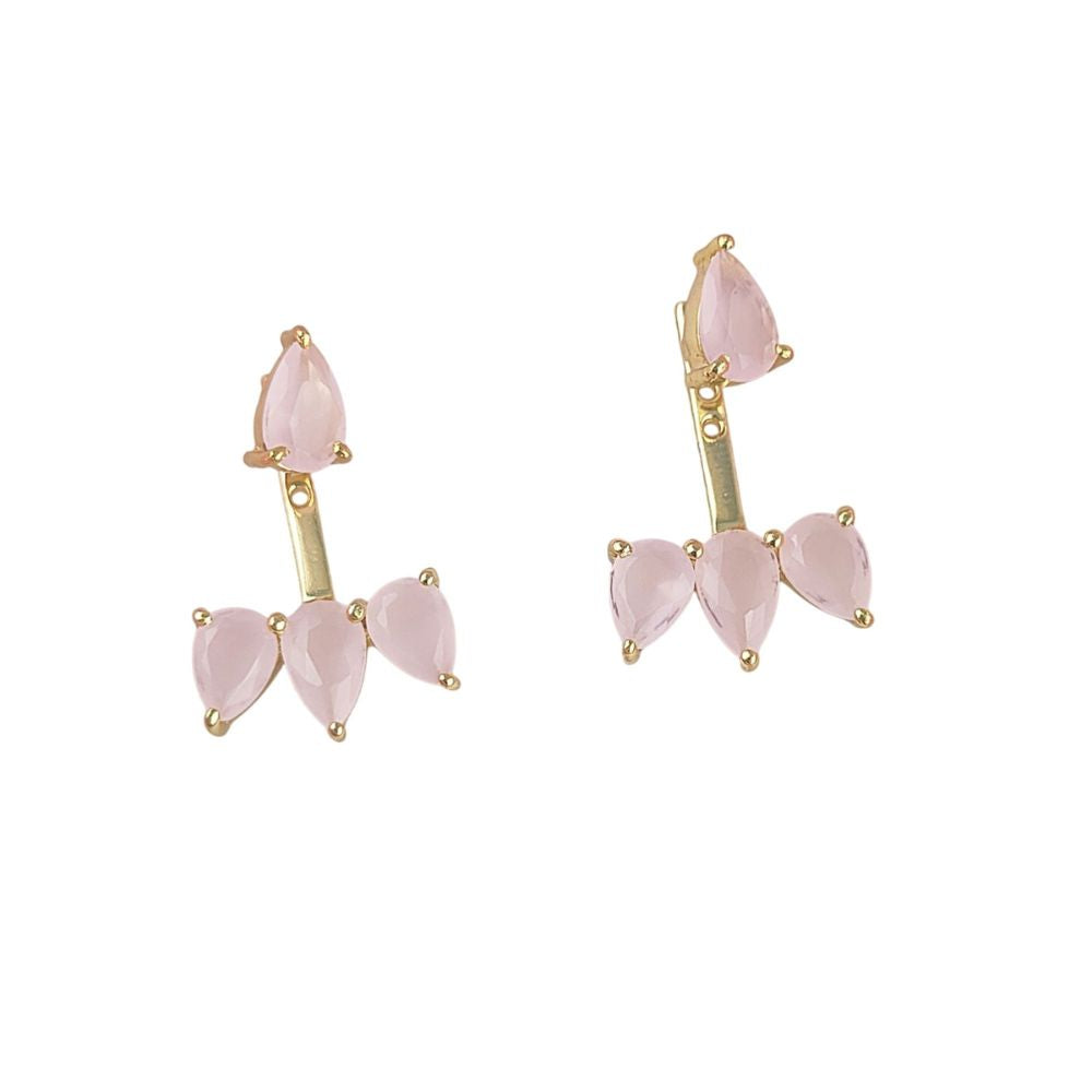 Natural Pink Chalcedony Earrings – Elegant Gold Plated Sterling Silver Design