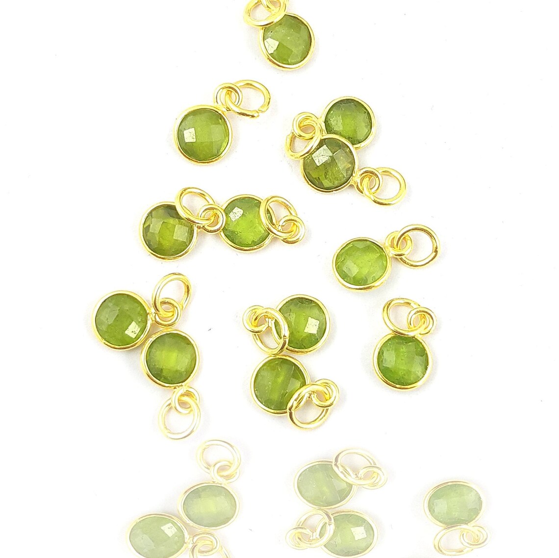 Handmade Round Multi-Gemstone Pendant in Gold Plated Sterling Silver 6mm Faceted Birthstone Charm Necklace- Selling Per Piece