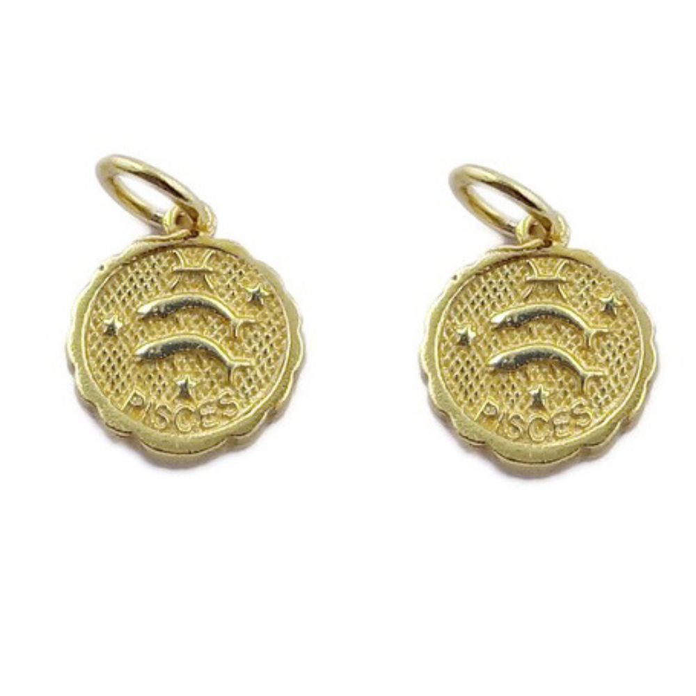 Pisces Zodiac Pendant in Antique Silver & Gold Plated Brass Astrology Charm for DIY Necklace, Bracelet & Jewelry Making- Selling/Piece