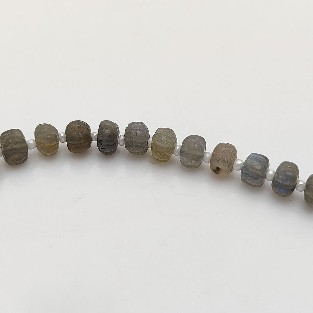 Pumpkin-Shaped Labradorite Beads – Flashy Iridescent Gemstones for Stunning Jewelry Designs