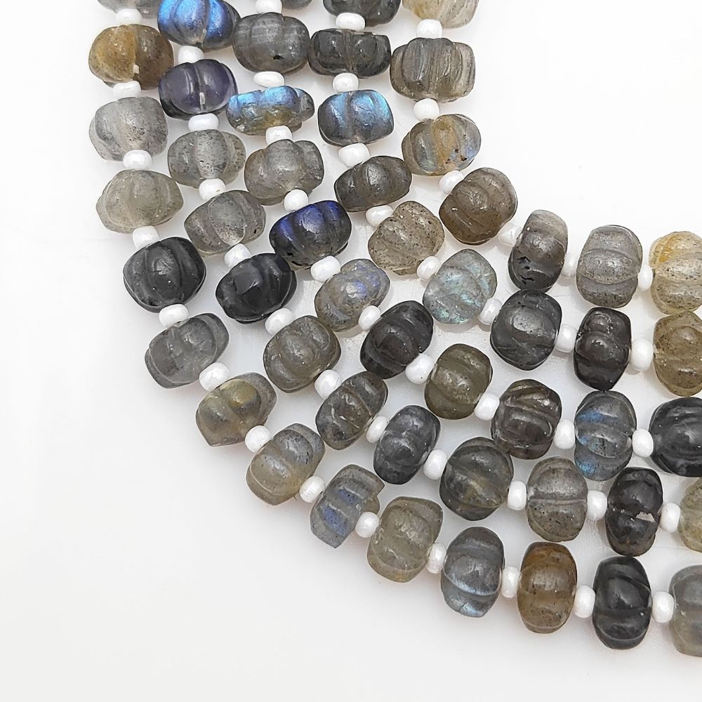 Irresistible Labradorite Pumpkin Beads – Stunning Iridescent Gemstones for Jewelry Making