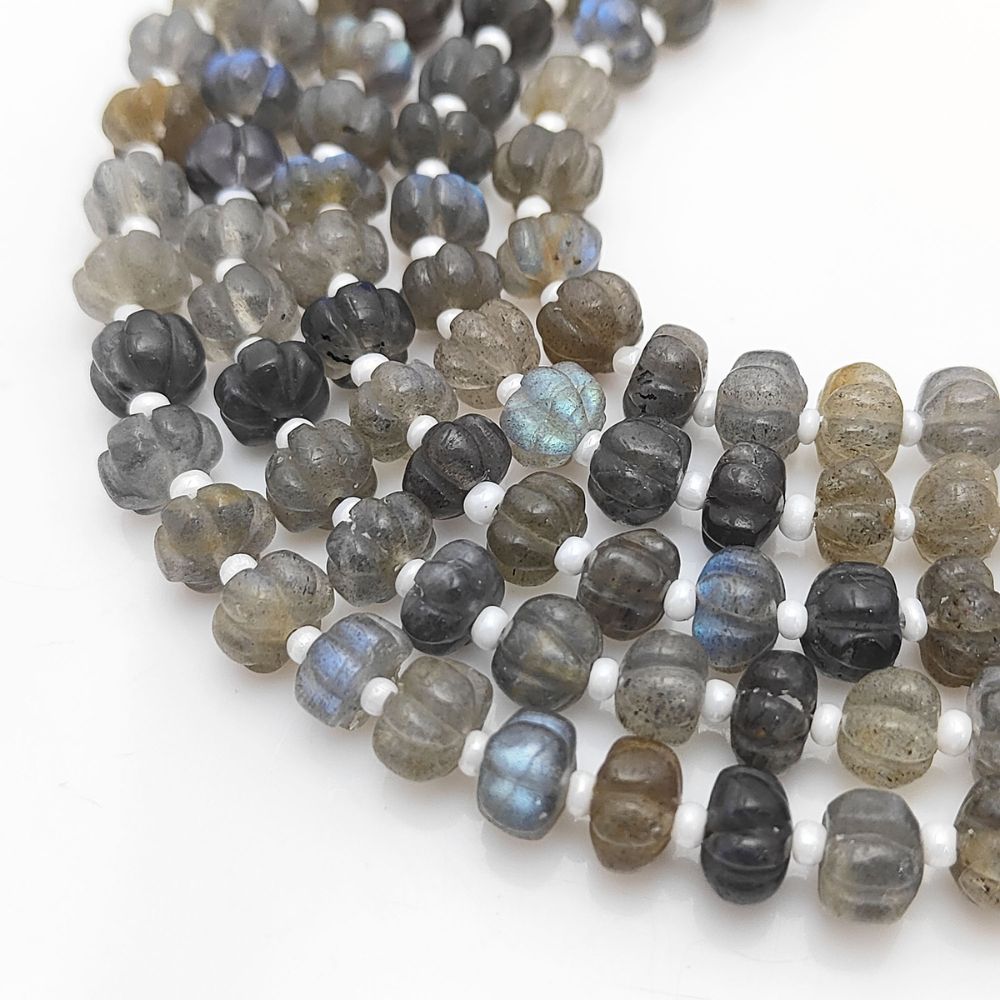 Pumpkin-Shaped Labradorite Beads – Beautiful Iridescent Gemstones for Custom Jewelry Designs