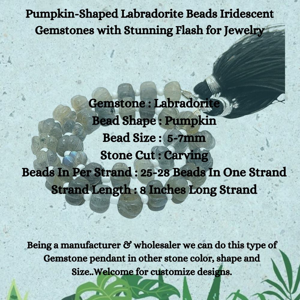 Stunning Flash Labradorite Pumpkin Beads – Iridescent Gemstones for Unique Jewelry Creations