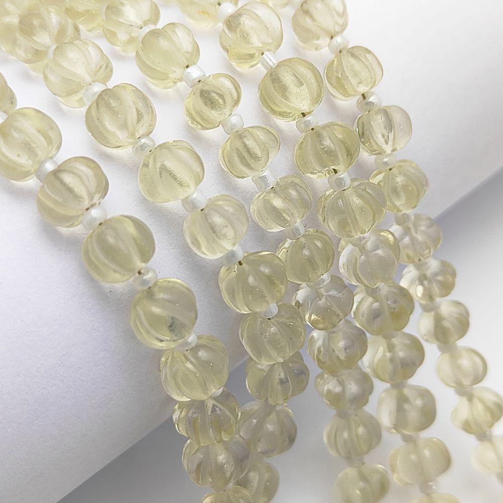 Pumpkin-Shaped Lemon Quartz Beads – Sparkling Yellow Crystals for Handmade Jewelry Projects