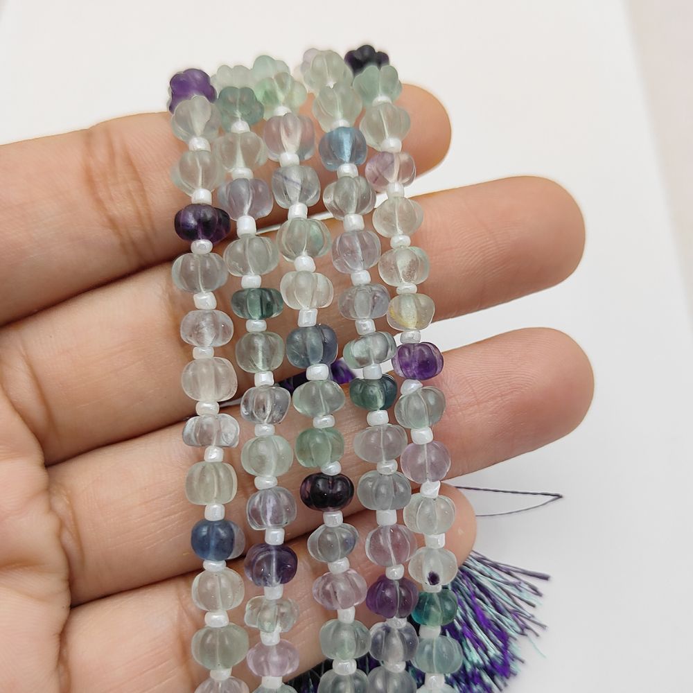 Beautiful Rainbow Fluorite Pumpkin Beads – Multi-Colored Gemstones for Jewelry Making
