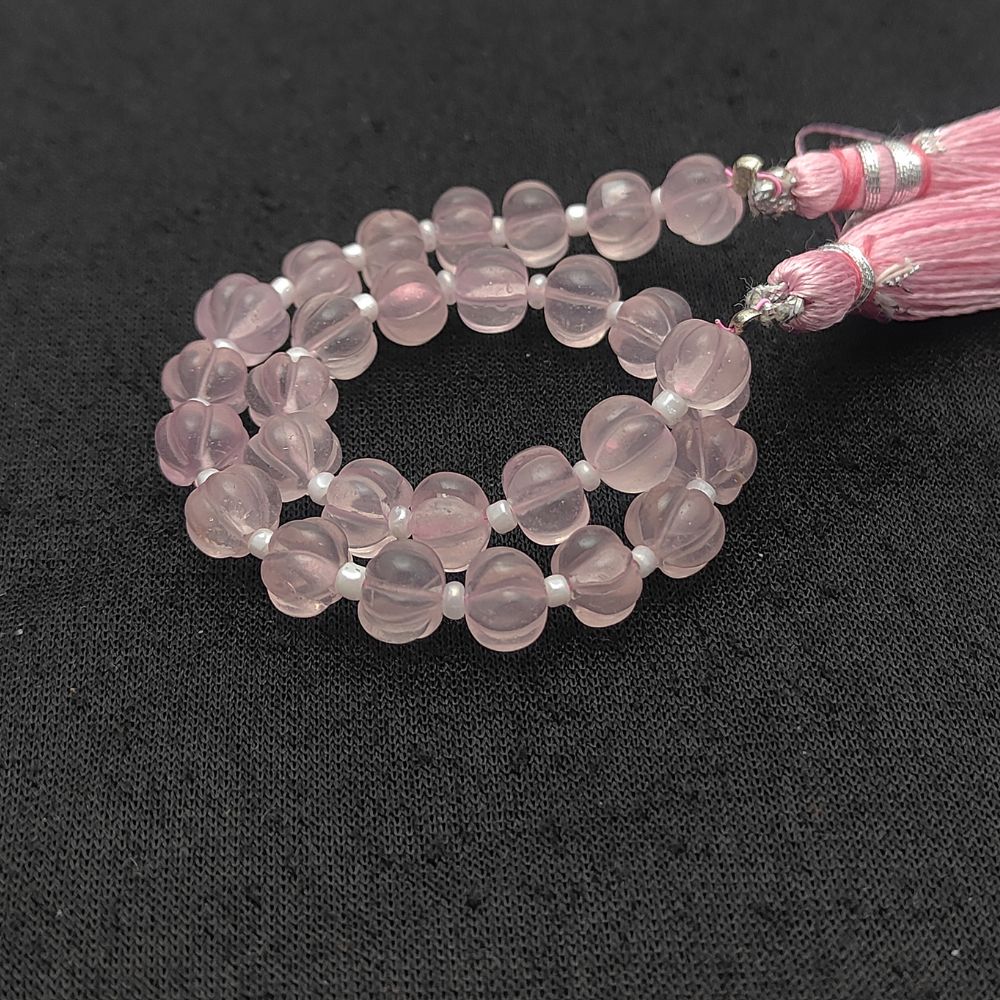 Pumpkin-Shaped Rose Quartz Beads – Delicate Pink Gemstones for Handmade Jewelry