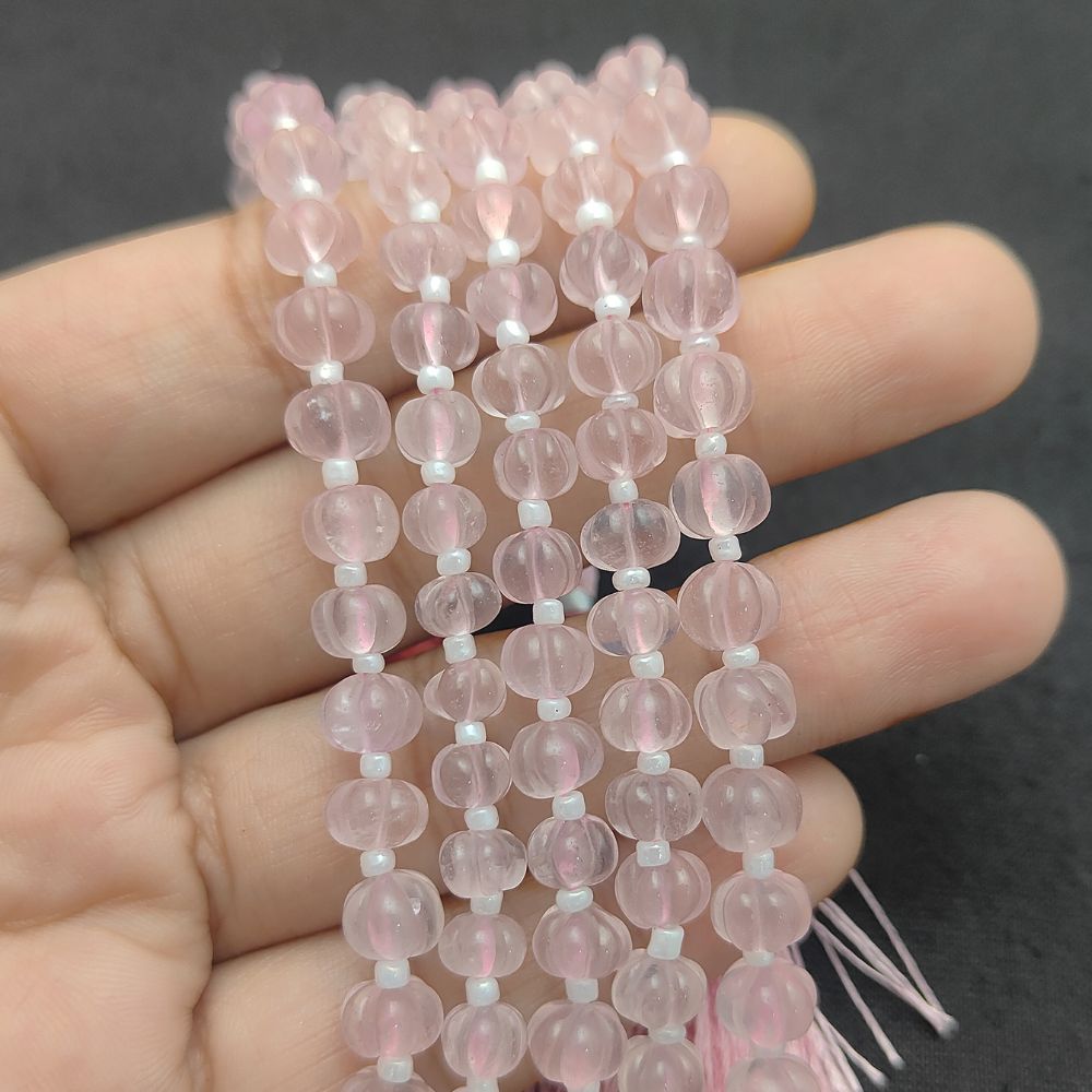 Pumpkin-Shaped Rose Quartz Beads – Gorgeous Pink Gemstones for Jewelry Makers