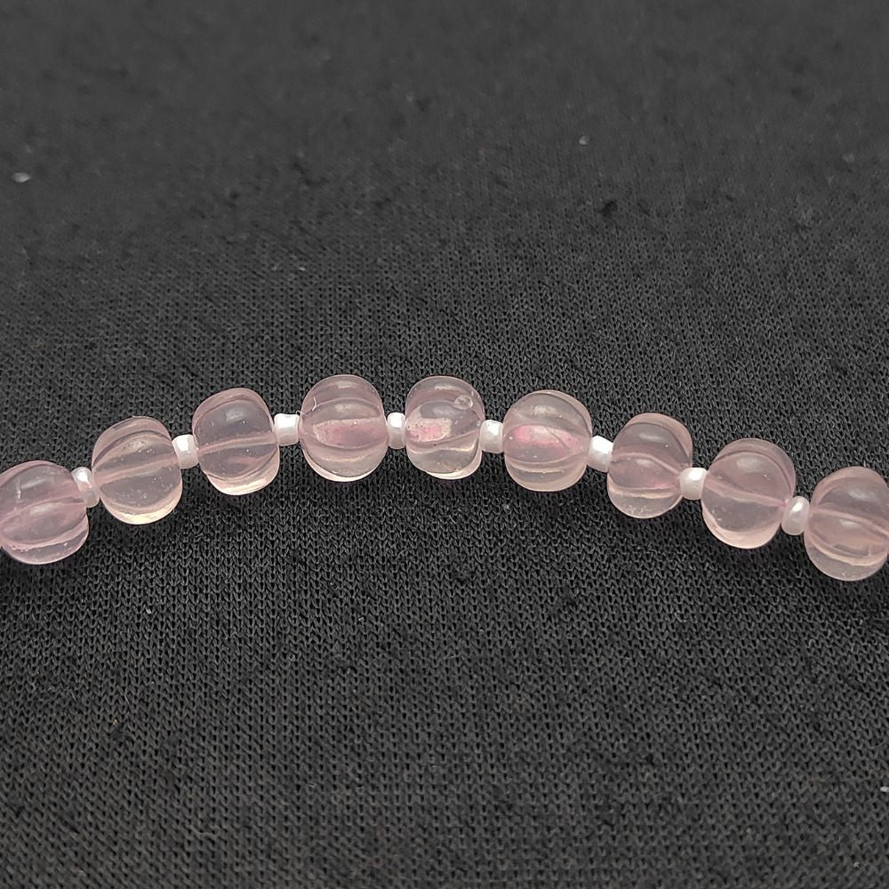 Pumpkin-Shaped Rose Quartz Beads – Elegant Pink Gemstones for Jewelry Making