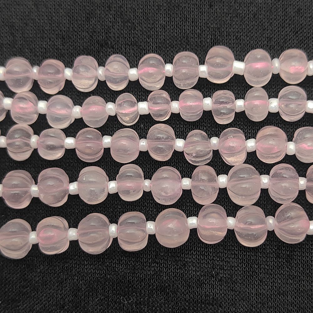 Pumpkin-Shaped Rose Quartz Beads – Beautiful Pink Gemstones for Handmade Jewelry Designs