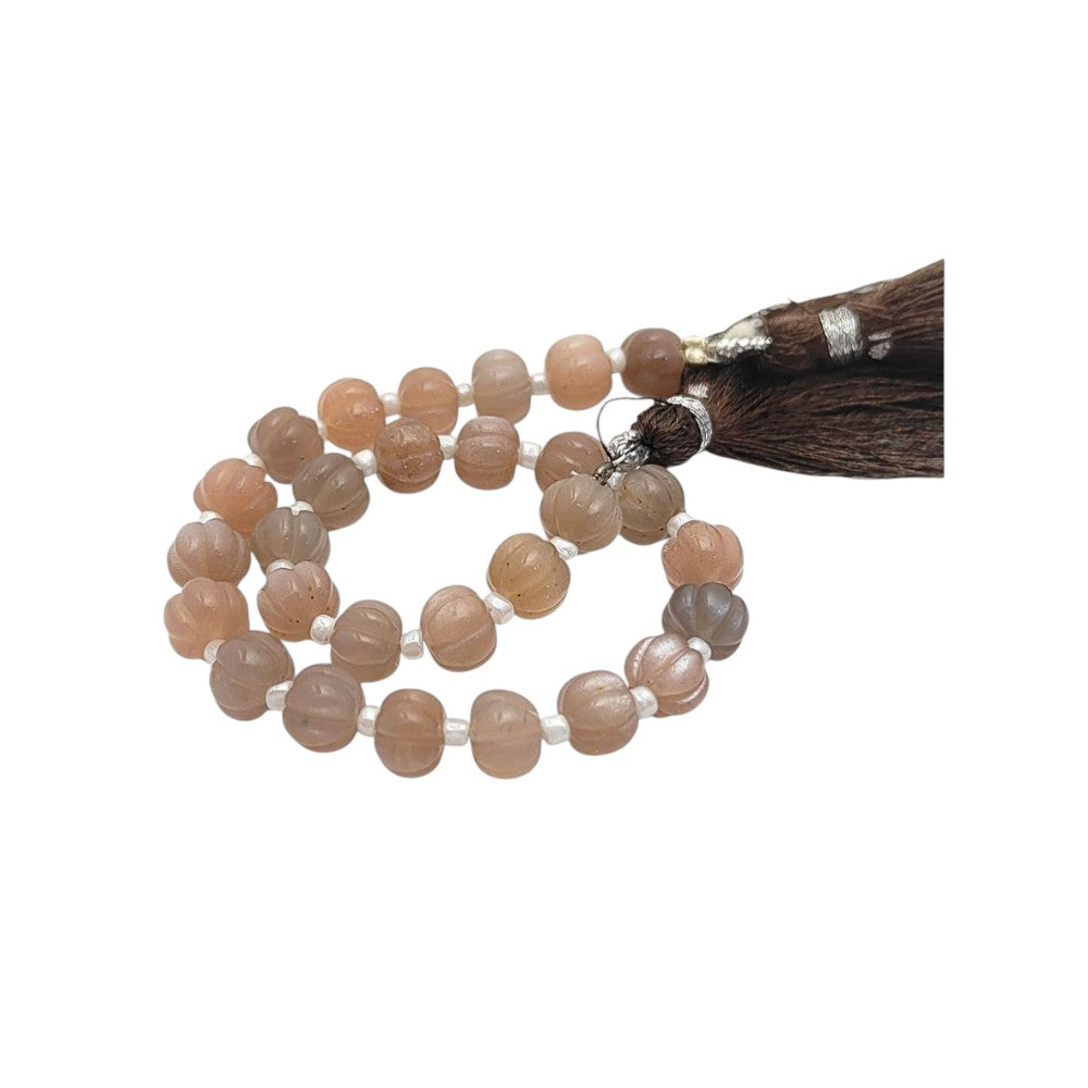 Pumpkin Cut Chocolate Moonstone Beads Shimmering Brown Gemstones for Boho Jewelry