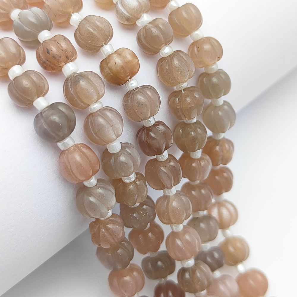 Chocolate Moonstone Pumpkin Gemstone Beads – Ideal for Unique Boho Jewelry Projects