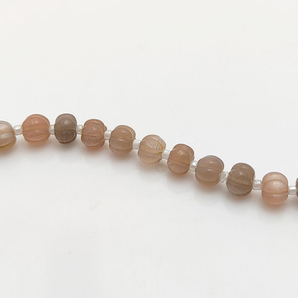 Pumpkin Cut Chocolate Moonstone Beads Shimmering Brown Gemstones for Boho Jewelry