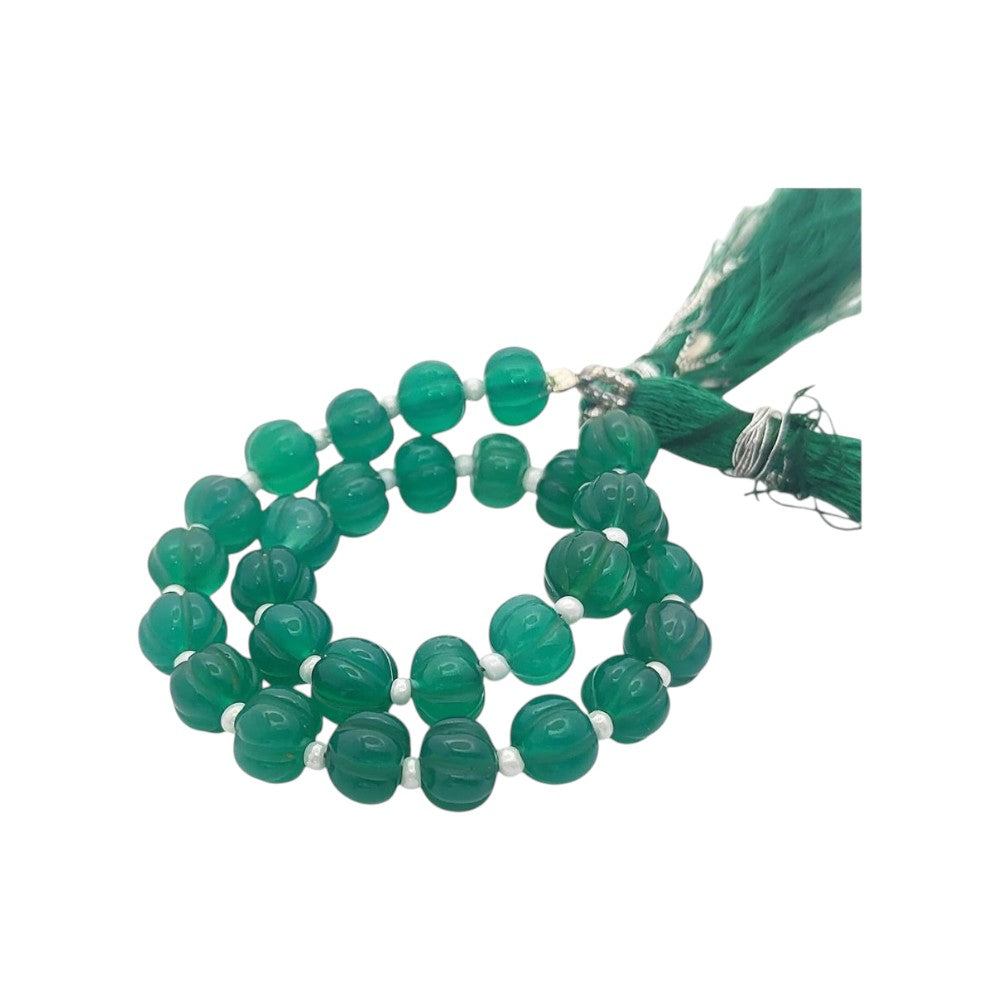 Pumpkin Cut Green Onyx Beads Vibrant Gemstones for Earrings, Pendants & More