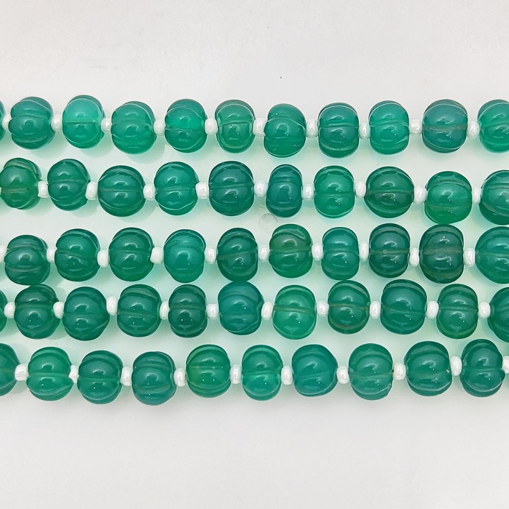 Green Onyx Pumpkin Cut Beads – Elegant Gemstones for Earrings, Pendants & More