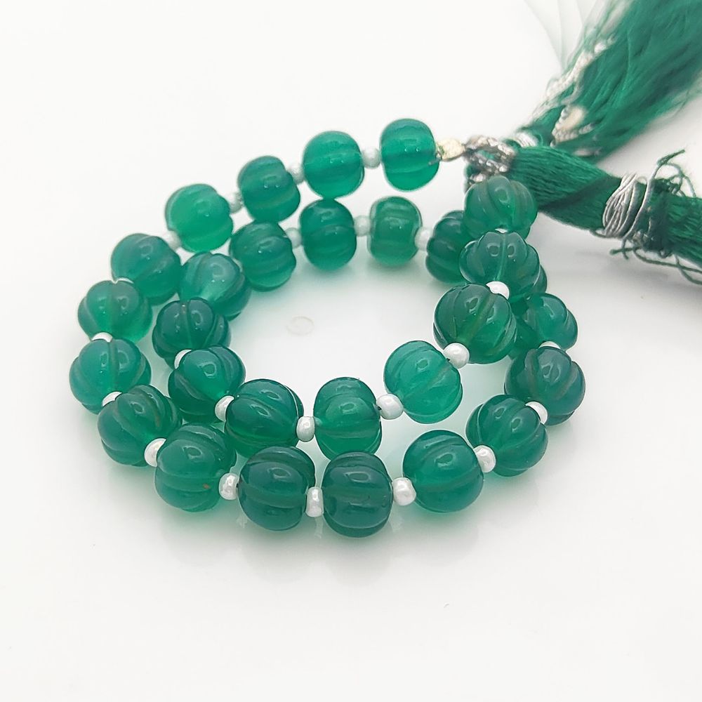 Green Onyx Pumpkin Cut Beads – Perfect for Earrings, Pendants & Other Jewelry Designs