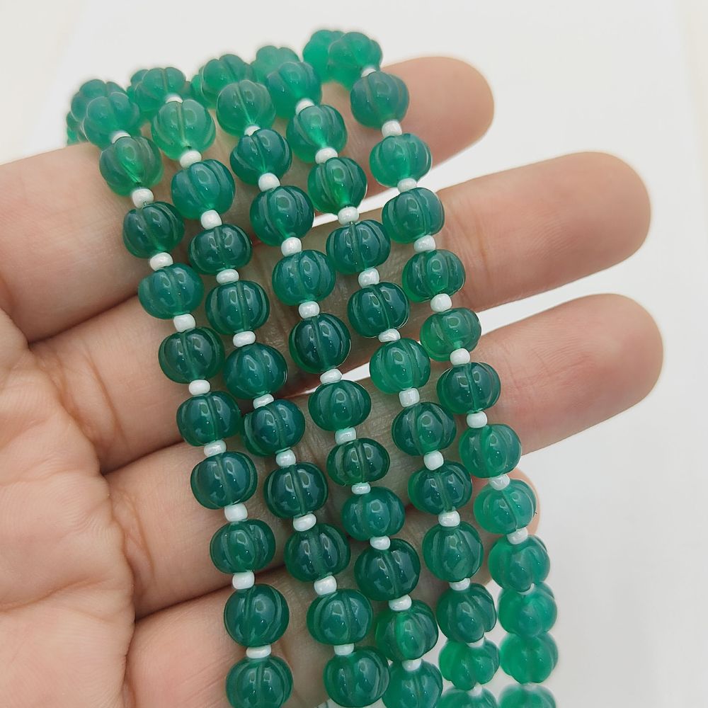 Pumpkin Cut Green Onyx Beads – Add Vibrancy to Earrings, Pendants & Jewelry Creations