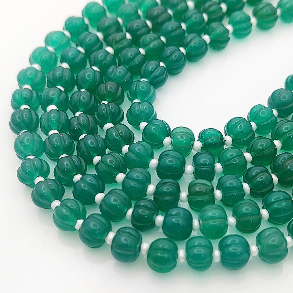 Vibrant Green Onyx Pumpkin Cut Beads – Ideal for Earrings, Pendants & Custom Jewelry