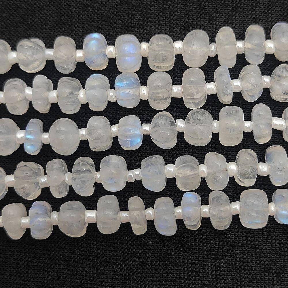 Rainbow Moonstone Pumpkin Cut Beads – Unique Mystical Gemstones for Minimalist Designs