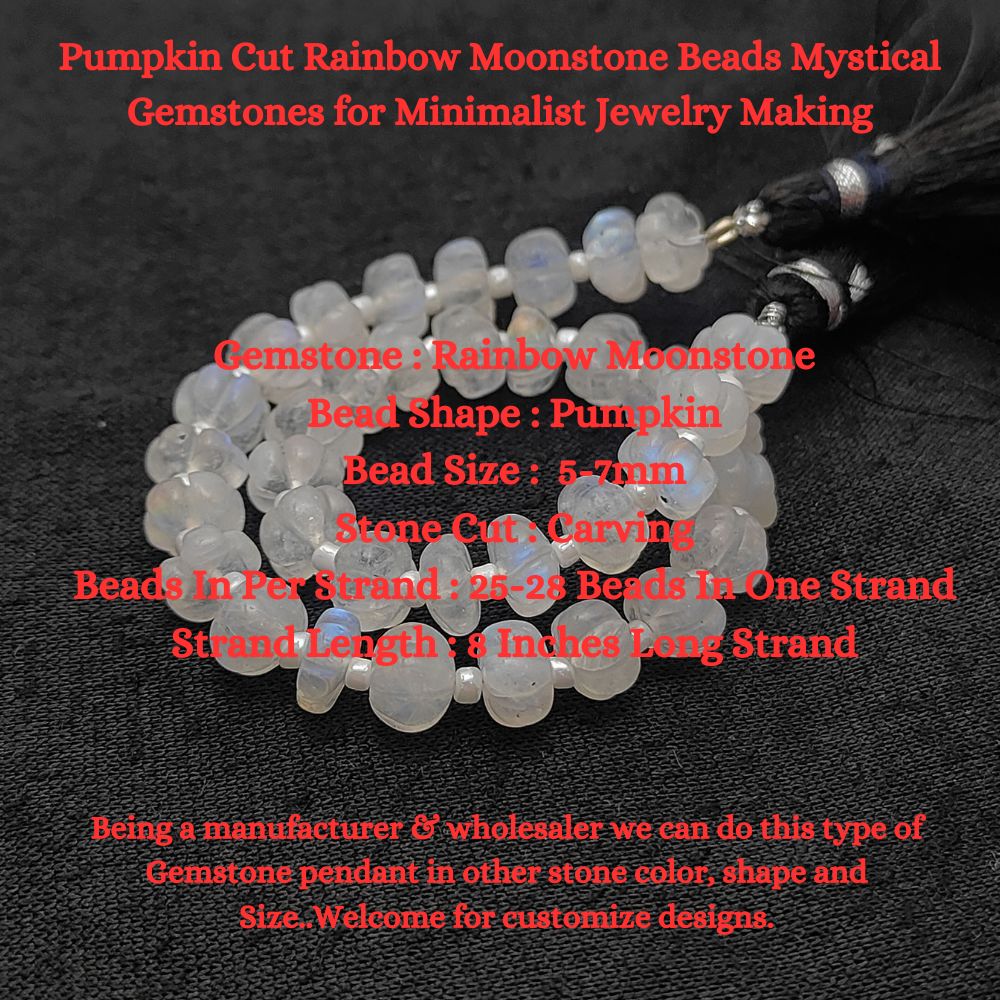 Pumpkin Cut Rainbow Moonstone Beads – Perfect Gemstones for Elegant Minimalist Jewelry