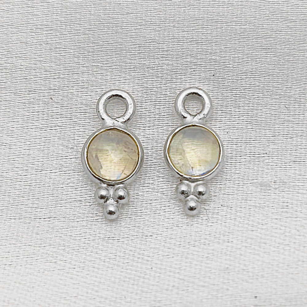 Tiny Rainbow Moonstone Pendant Sterling Silver Jewelry