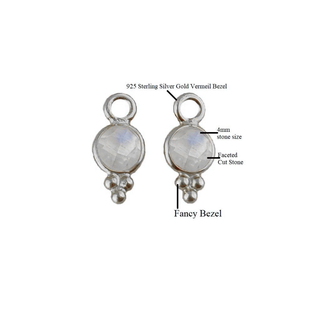 Tiny Rainbow Moonstone Pendant Sterling Silver Jewelry