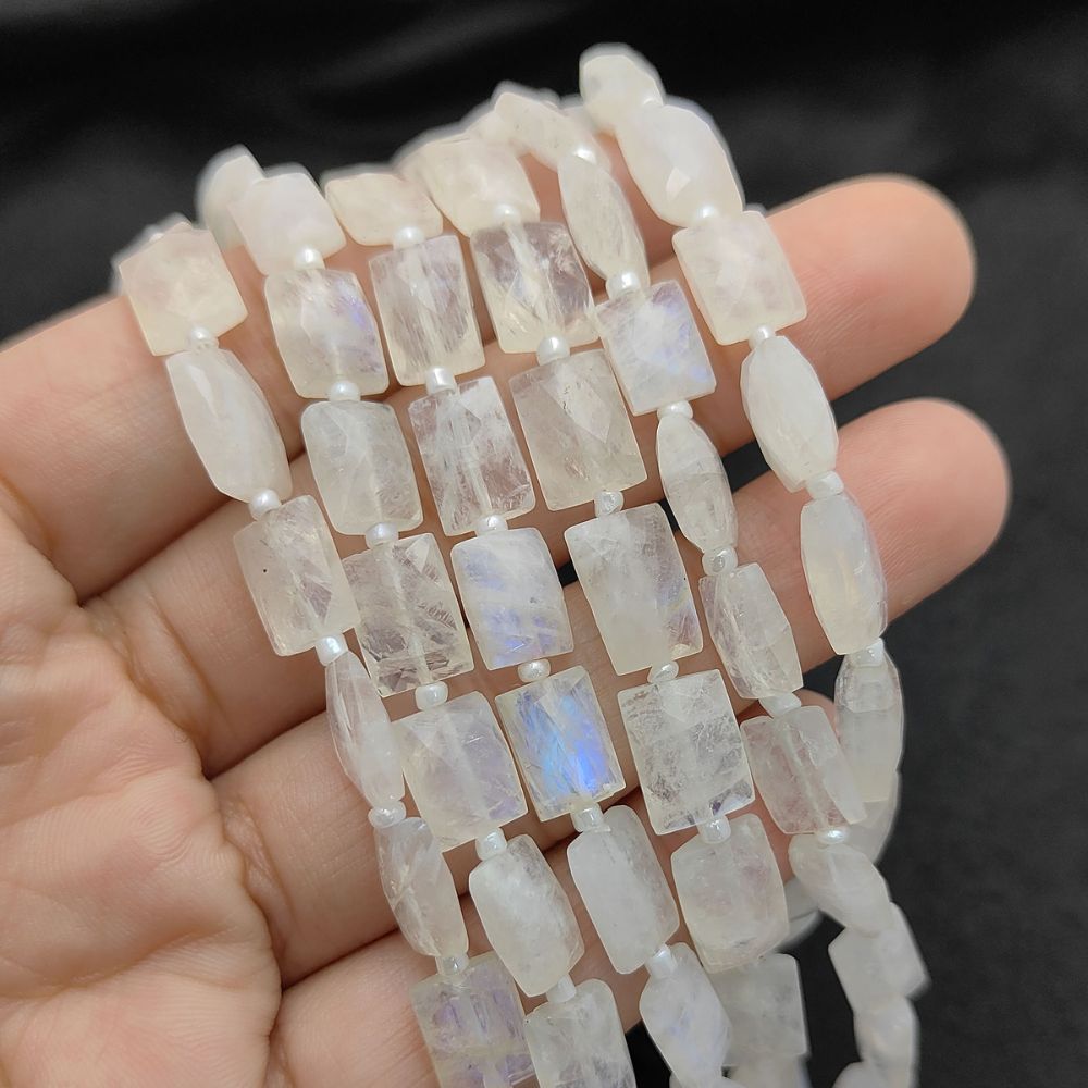 Rainbow Moonstone Faceted Rectangle Loose Beads Ideal for Necklaces, Bracelets & Earrings