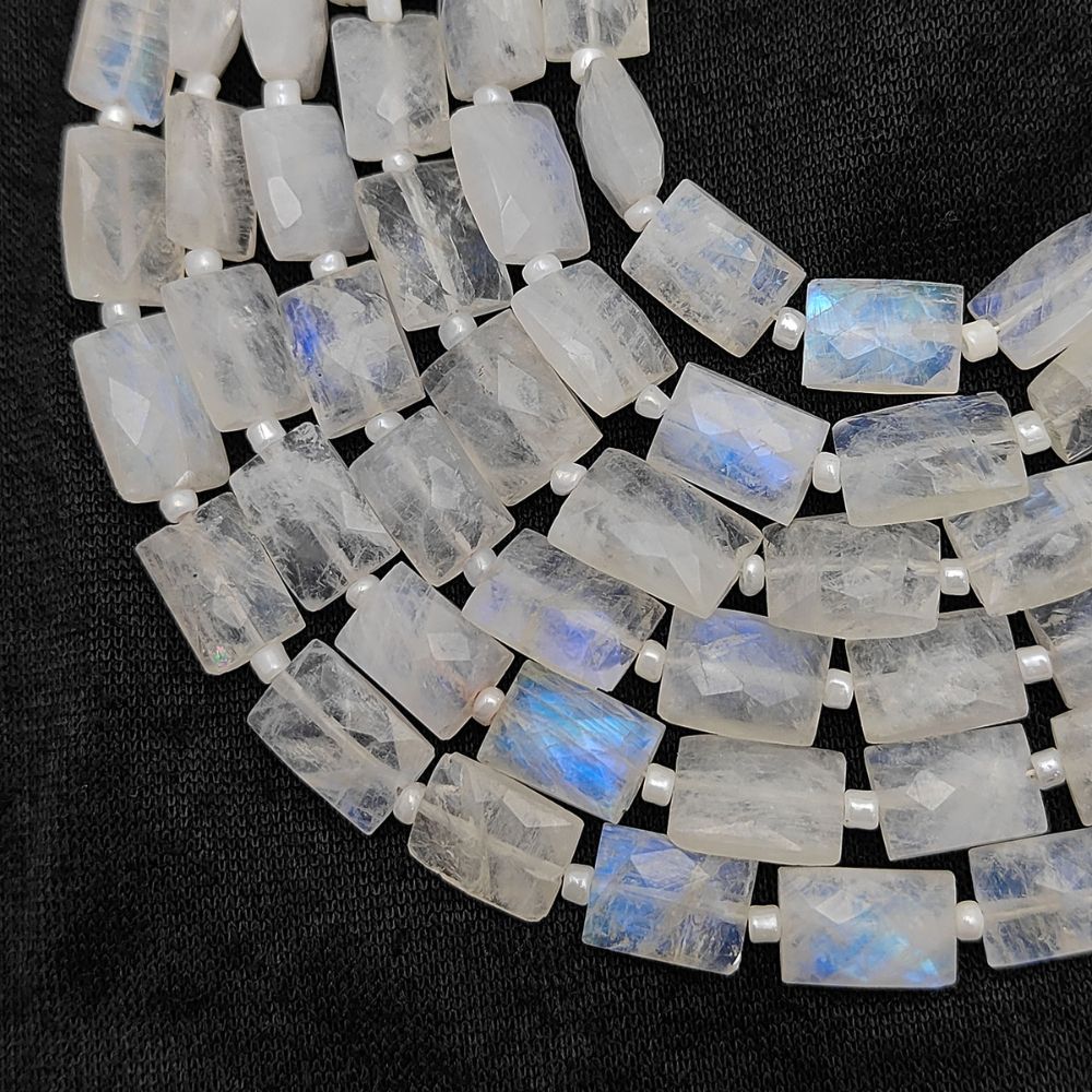 Rainbow Moonstone Faceted Rectangle Loose Beads Ideal for Necklaces, Bracelets & Earrings