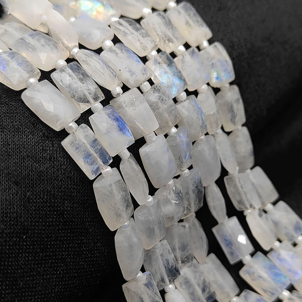 Rainbow Moonstone Faceted Rectangle Loose Beads Ideal for Necklaces, Bracelets & Earrings