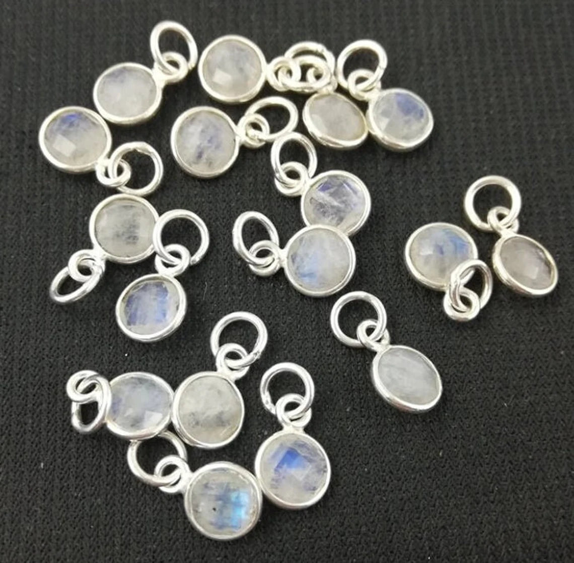925 Sterling Silver Gemstone Pendant Handmade 6mm Round Faceted All Birthstone Necklace Charm- Selling Per Piece