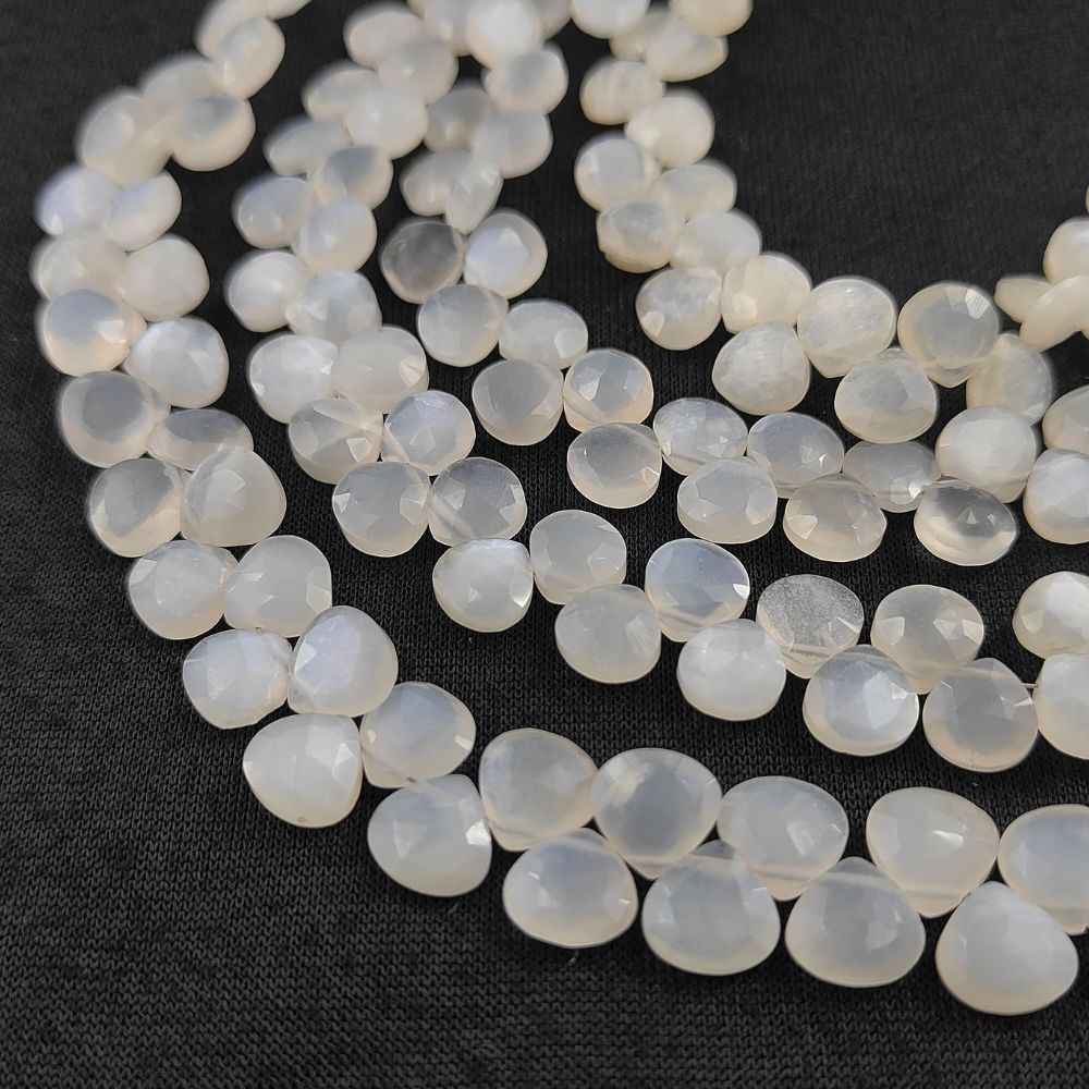 Faceted Rainbow Moonstone Heart Beads for Crafting Stunning Jewelry