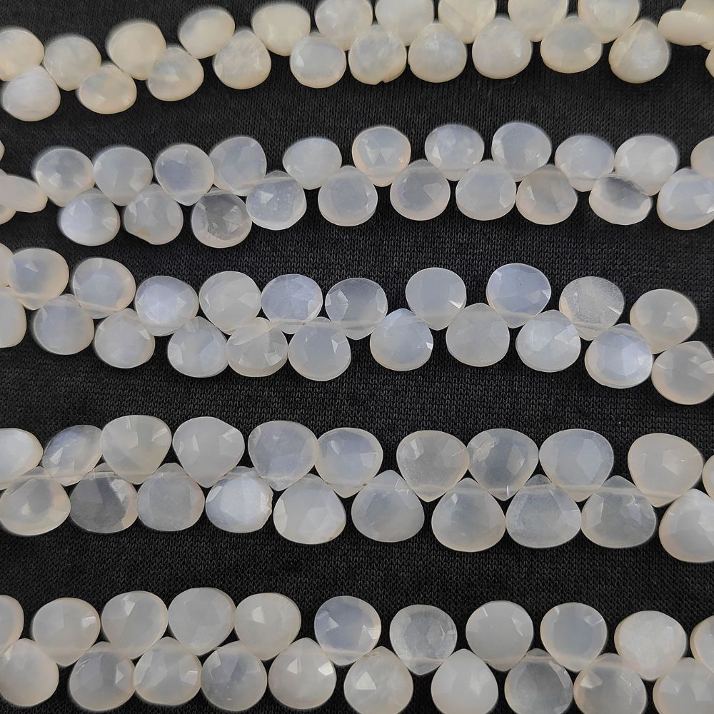 Natural Rainbow Moonstone Heart Beads for Jewelry Making