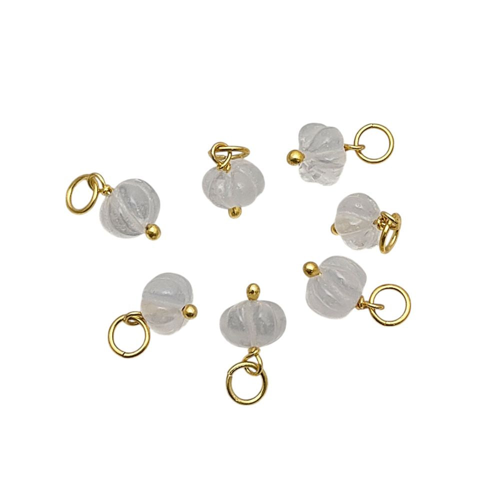 Rainbow Moonstone Gemstone Pumpkin Pendant Bead Charms for Handmade Jewelry Making- Selling Per Piece
