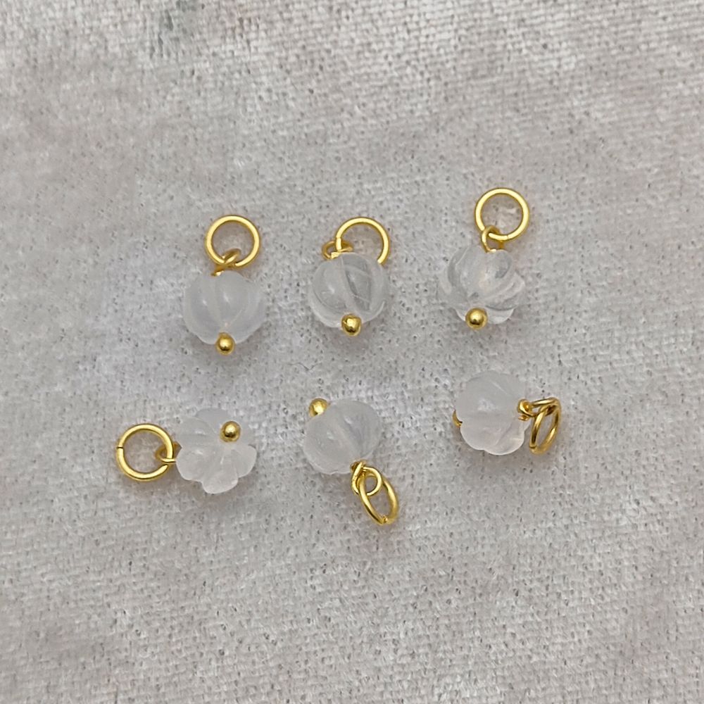 Rainbow Moonstone Gemstone Pumpkin Pendant Bead Charms for Handmade Jewelry Making- Selling Per Piece