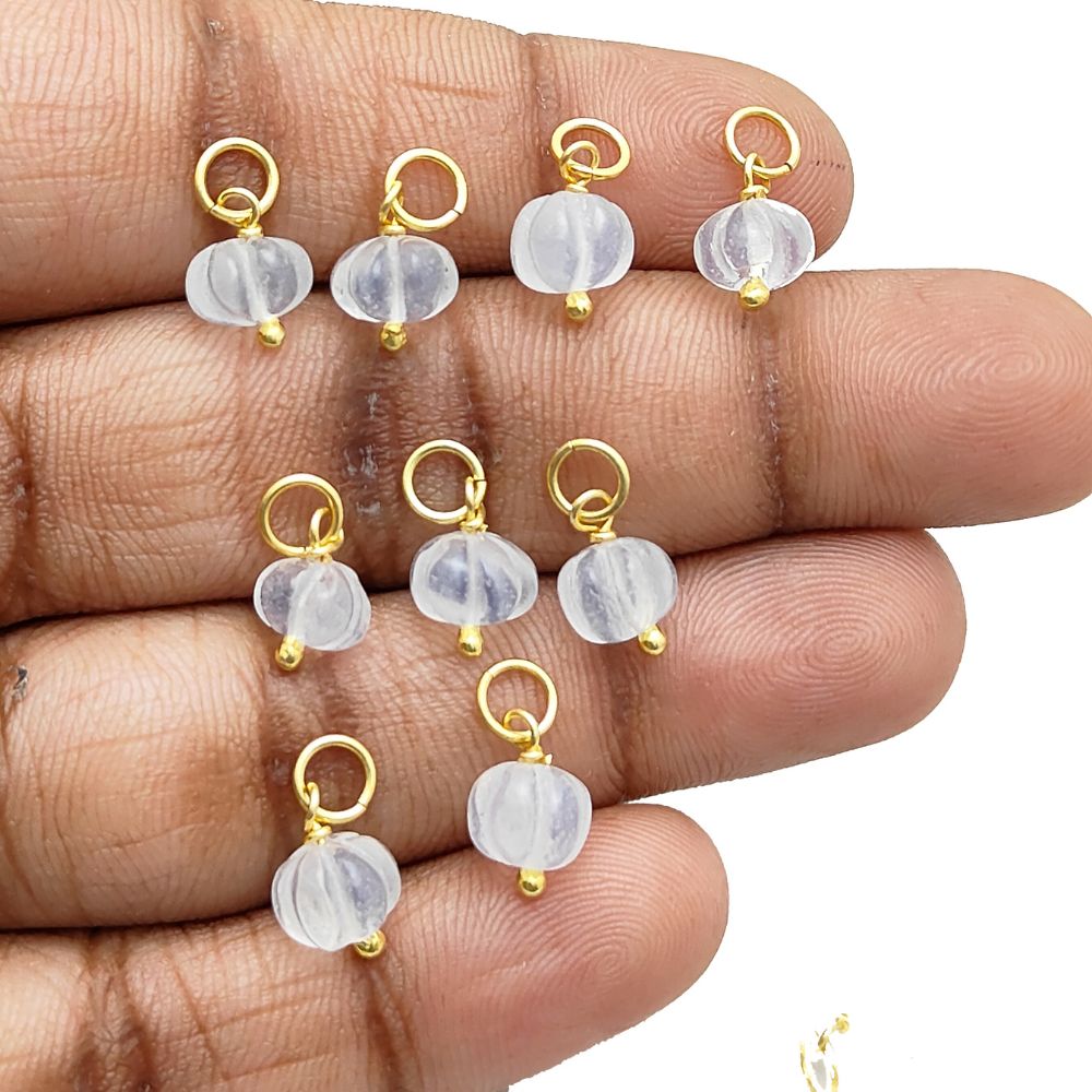 Rainbow Moonstone Gemstone Pumpkin Pendant Bead Charms for Handmade Jewelry Making- Selling Per Piece