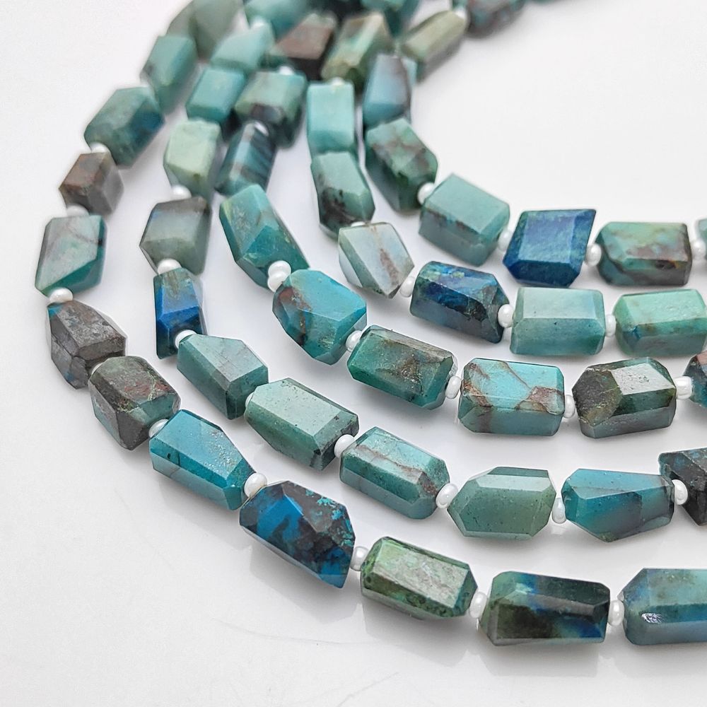 Rare Chrysocolla Gemstone Beads Faceted Nugget 5-12mm for Handmade Necklaces & Bracelets