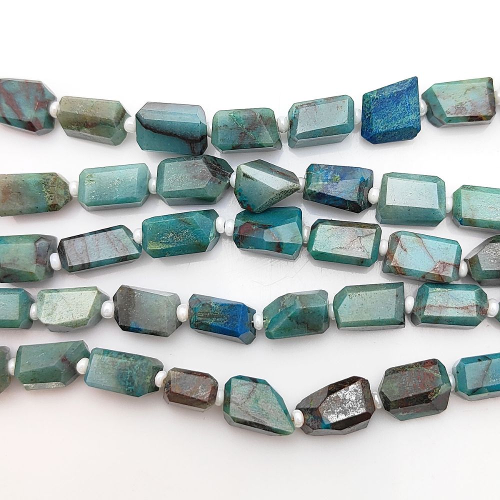 Rare Chrysocolla Gemstone Beads Faceted Nugget 5-12mm for Handmade Necklaces & Bracelets