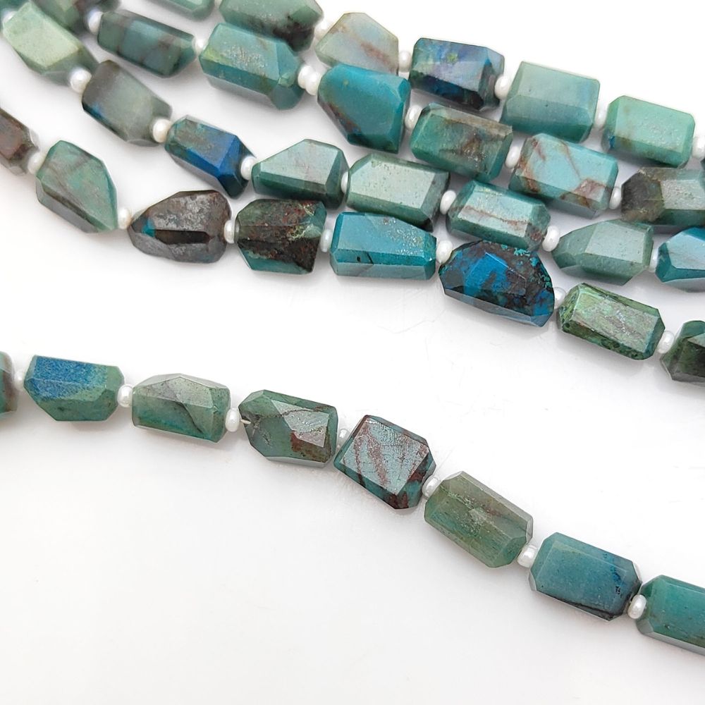 Rare Chrysocolla Gemstone Beads Faceted Nugget 5-12mm for Handmade Necklaces & Bracelets
