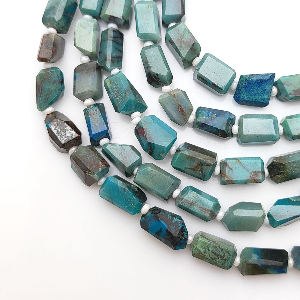 Rare Chrysocolla Gemstone Beads Faceted Nugget 5-12mm for Handmade Necklaces & Bracelets