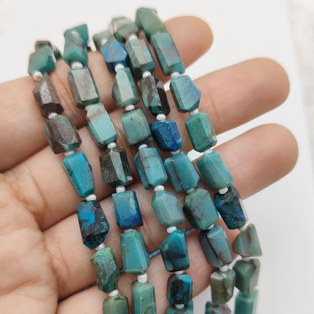 Rare Chrysocolla Gemstone Beads Faceted Nugget 5-12mm for Handmade Necklaces & Bracelets