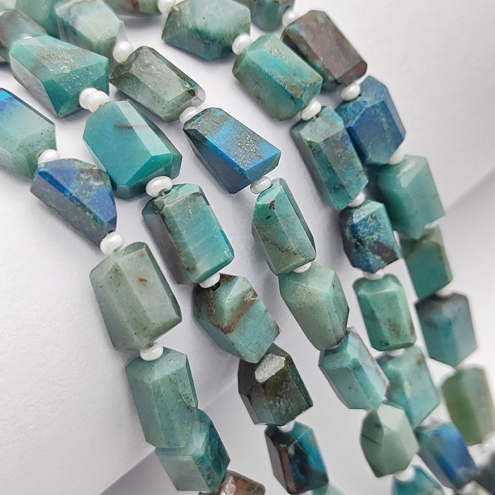 Rare Chrysocolla Gemstone Beads Faceted Nugget 5-12mm for Handmade Necklaces & Bracelets