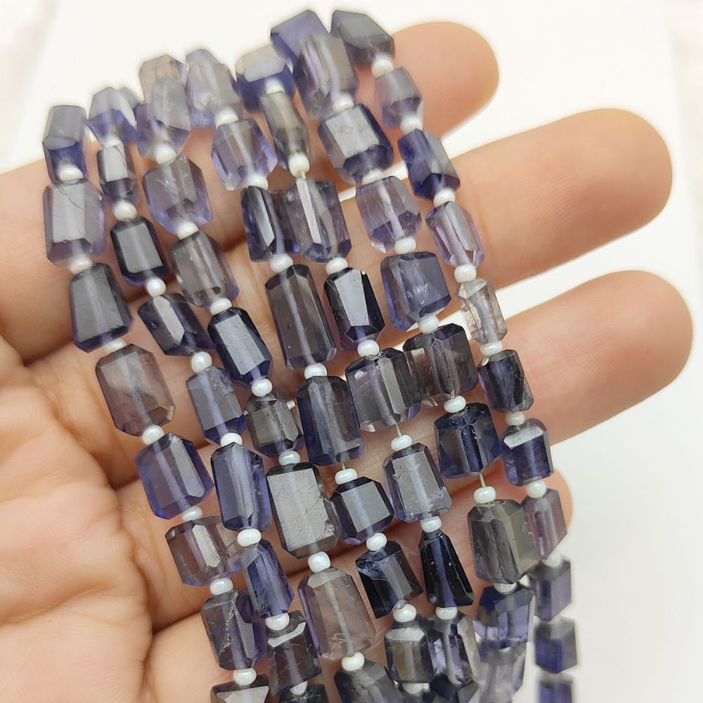 Rare Iolite Gemstone Beads Faceted Nugget 5-12mm for Handmade Necklaces & Bracelets