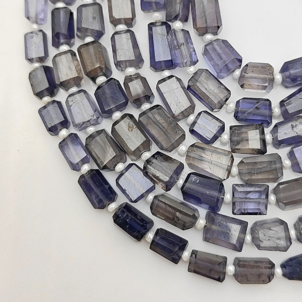 Rare Iolite Gemstone Beads Faceted Nugget 5-12mm for Handmade Necklaces & Bracelets