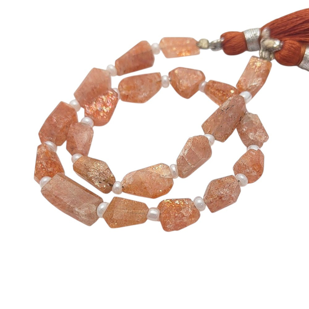 Rare Sunstone Gemstone Beads Faceted 5-12mm Nugget for Handmade Necklaces & Bracelets