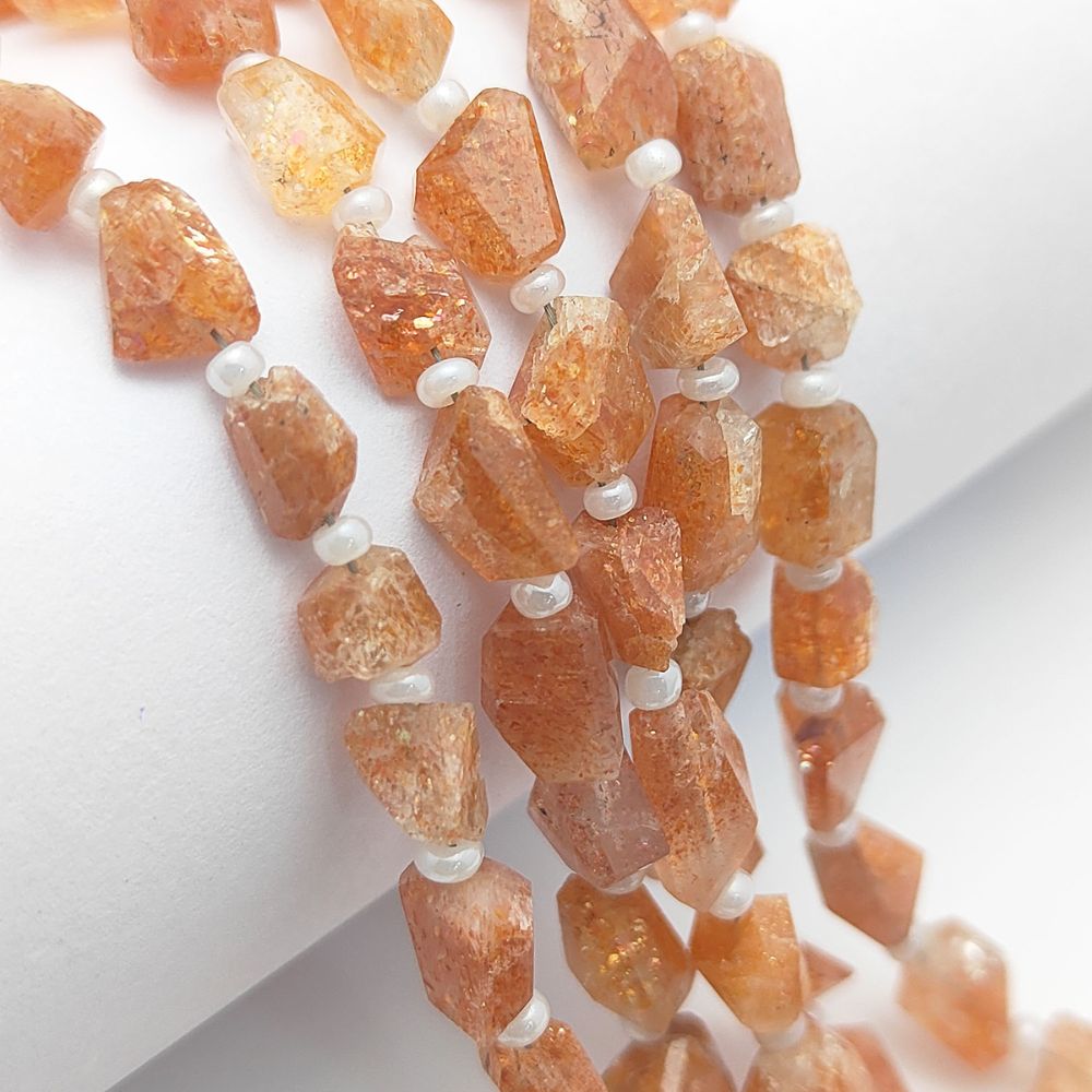 Rare Sunstone Gemstone Beads Faceted 5-12mm Nugget for Handmade Necklaces & Bracelets
