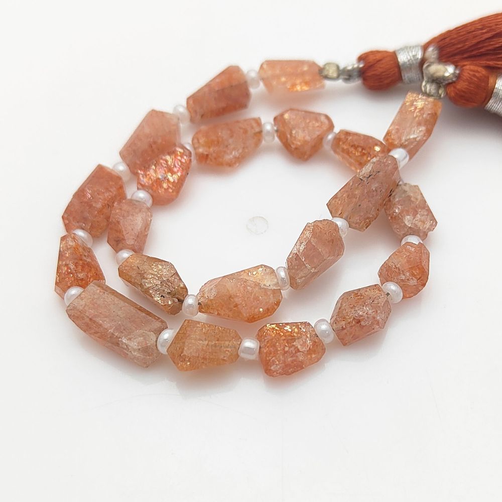 Rare Sunstone Gemstone Beads Faceted 5-12mm Nugget for Handmade Necklaces & Bracelets