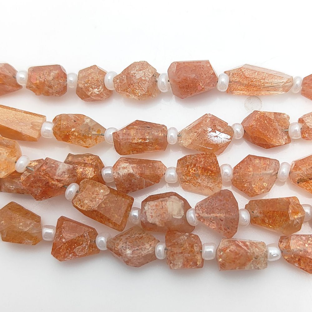 Rare Sunstone Gemstone Beads Faceted 5-12mm Nugget for Handmade Necklaces & Bracelets
