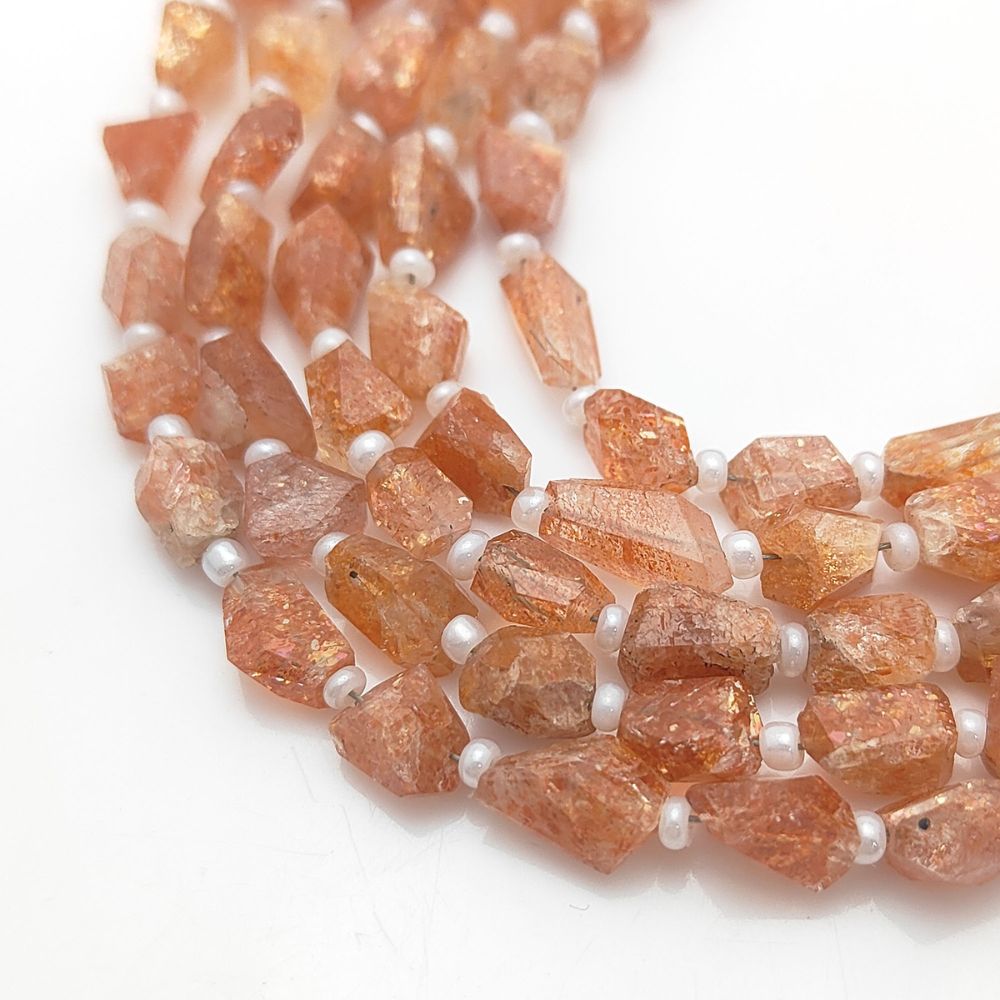 Rare Sunstone Gemstone Beads Faceted 5-12mm Nugget for Handmade Necklaces & Bracelets