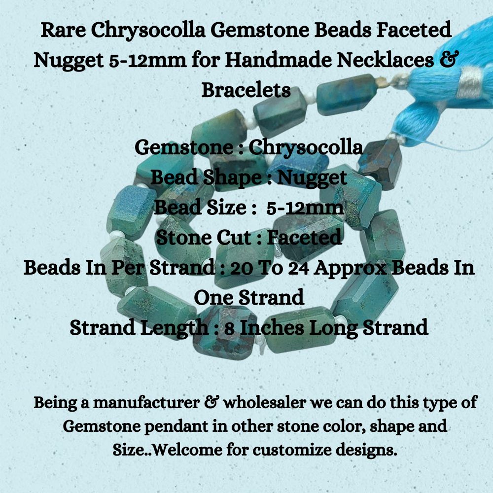 Rare Chrysocolla Gemstone Beads Faceted Nugget 5-12mm for Handmade Necklaces & Bracelets