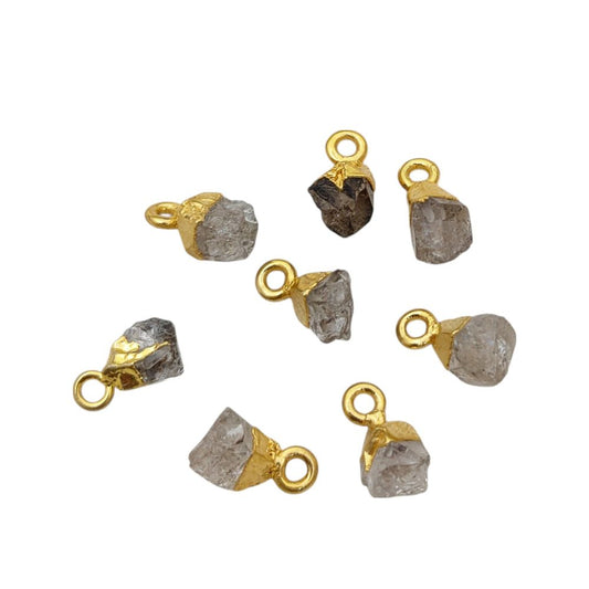 Gold Electroplated Herkimer Diamond Pendant Raw April Birthstone Crystal for Handmade Healing Jewelry- Selling Per Piece